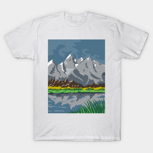 Grand Teton National Park Located in Jackson Wyoming United States WPA Poster Art Color T-Shirt by retrovectors